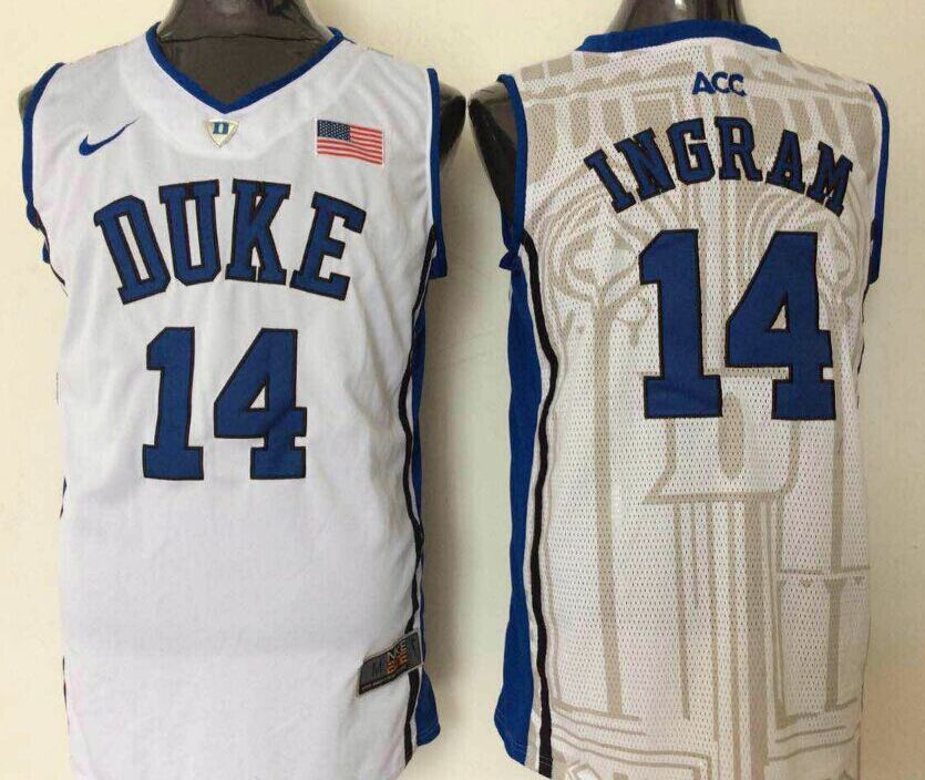 NCAA Men Duke Blue Devils #14 Ingram White